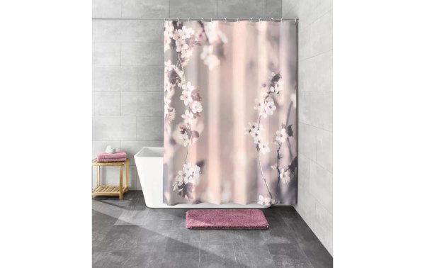 Kleine Wolke Duschvorhang Blossom 180 x 200 cm , Grau/Hellrosa