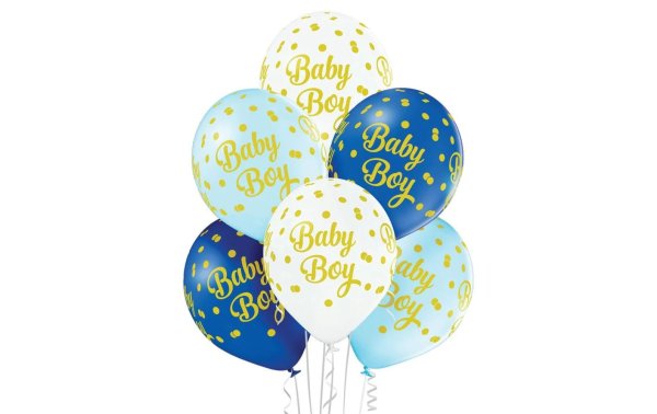 Belbal Luftballon Baby Boy Dots Blau/Weiss, Ø 30 cm, 50 Stück