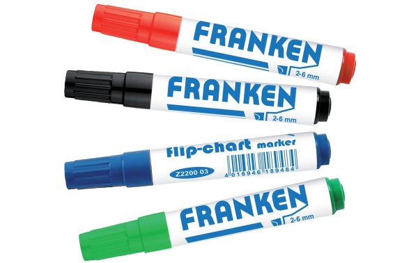 Franken Flipchart-Marker 4 Stück, Rot/Grün/Blau/Schwarz