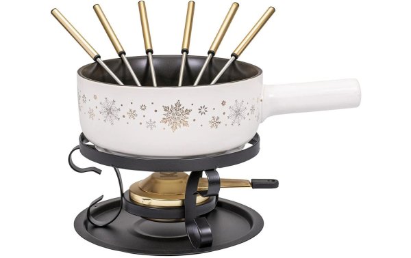 Kadastar Käsefondue-Set Sparkling Wint E22 9 Teile, Schwarz/Weiss