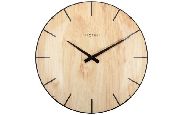 NeXtime Wanduhr Edge Wood Dome Ø 35 cm Hellbraun