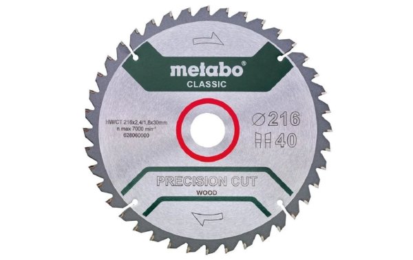 Metabo Kreissägeblatt Precision Cut Wood Classic 216 x 30 mm, 40Z