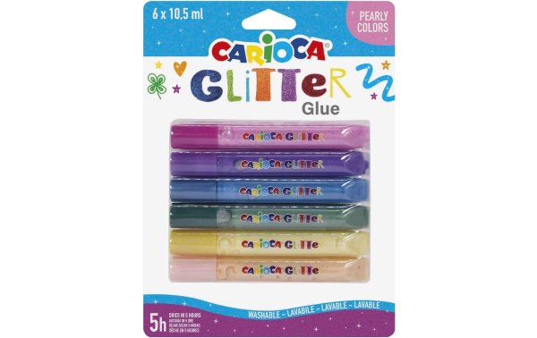Carioca Glitzerstift Glue Pearl 6 Stück, Mehrfarbig