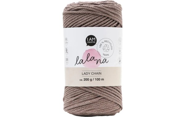 lalana Wolle Lady chain 200 g, Braun