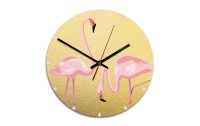 Trenddeko Wanduhr Flamingo Ø 28 cm, Gold, Pink