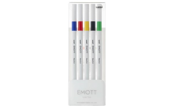 Uni Fineliner Emott Vivid 0.4 mm, 5er-Set