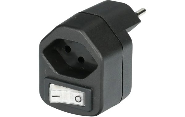 Max Hauri Abzweigstecker 1x T13 mit Schalter Schwarz