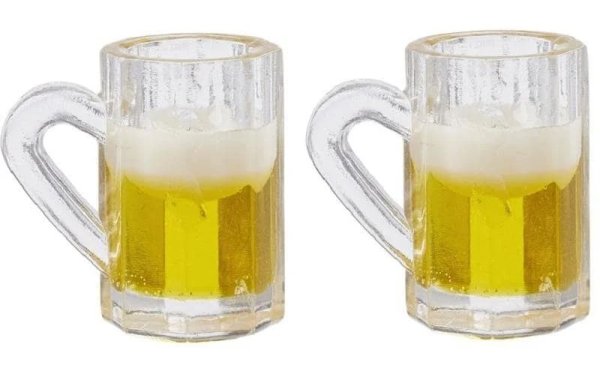 HobbyFun Mini-Utensilien Bierglas 1.5 cm, 2 Stück