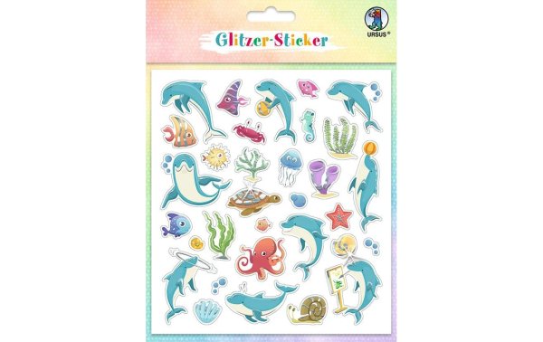 URSUS Motivsticker Glitter Fun Meerestiere 4 Blatt, 136 Sticker