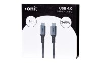 onit USB4-Kabel Premium USB C - USB C 2 m, Grau/Schwarz