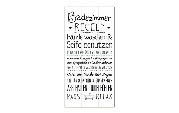 G. Wurm Schild Badezimmerreglen 30 x 60 cm