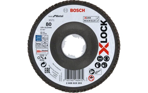 Bosch Professional Fächerschleifscheibe X-LOCK Best for Metal K80 125 mm
