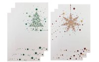 ABC Weihnachtskarte Stern und Tanne 11.7 x 17.3 cm, 6 Stück