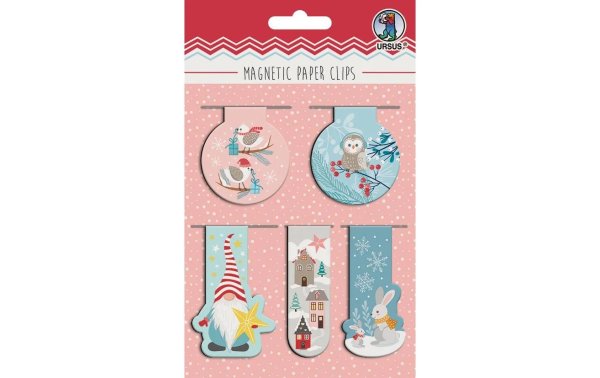 URSUS Weihnachtstopper Magnetic Paper Clips Frosty, 5 Stück