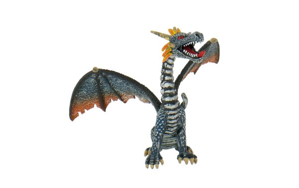 BULLYLAND Spielzeugfigur Drache sitzend, blau / silber