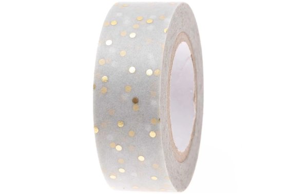 Rico Design Washi Tape Punkte 1.5 cm x 10 m, Gold/Grau