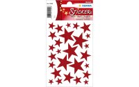 Herma Stickers Weihnachtssticker Sterne 1 Blatt à 27 Sticker, Rot