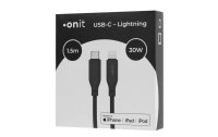 onit USB 2.0-Kabel Silikon MFi USB C - Lightning 1.5 m, Schwarz
