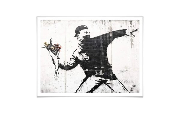 Trenddeko Poster Banksy – Der Blumenwerfer 30 x 24 cm, Papier