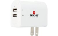 SKROSS USB-Wandladegerät US, 2 x USB-A, 17 W, Weiss