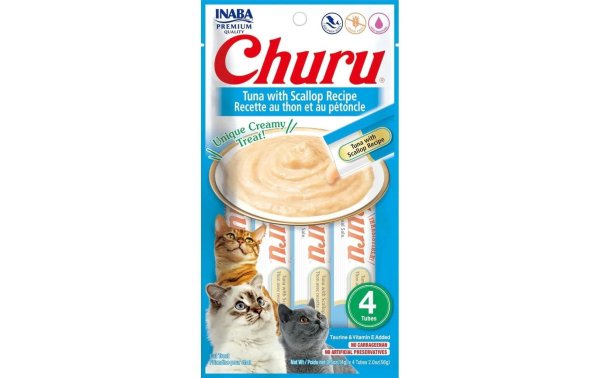 CIAO Churu Katzen-Snack Pürees Thunfisch & Jakobsmuschel, 4 x 14 g