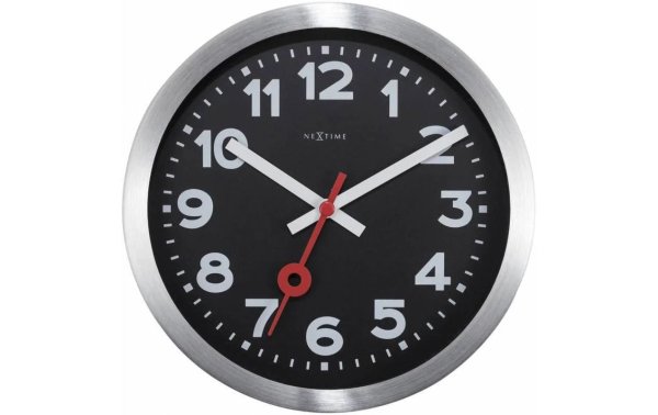 NeXtime Wanduhr Station Ø 19 cm Schwarz