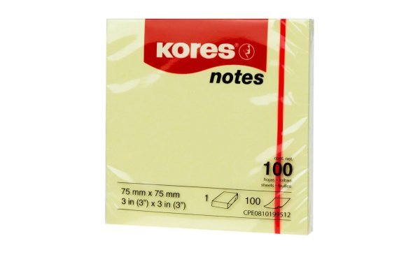 Kores Notizzettel 7575, 7.5 x 7.5 cm, Gelb