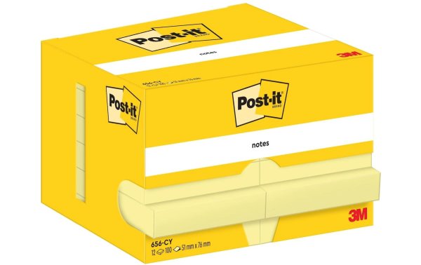 Post-it Notizzettel 76 x 51 mm, Gelb, 12 Blöcke