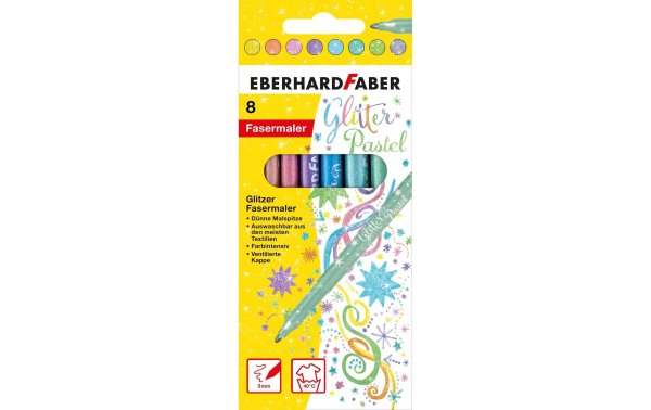 Eberhard Faber Filzstift Glitter, Pastell 8er