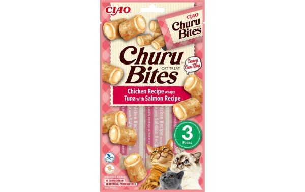 CIAO Churu Katzen-Snack Bites Thunfisch, Lachs & Huhn, 3 x 10 g