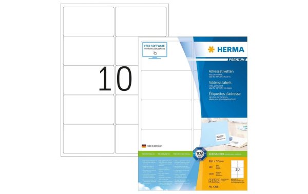 HERMA Adressetiketten Premium A4 99.1 x 57 mm, Weiss