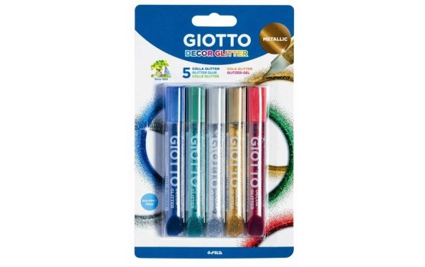 Giotto Glitzerstift Glitterglue Metallix Mehrfarbig, 5 Stück