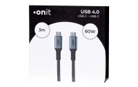 onit USB4-Kabel Pro USB C - USB C 3 m, Grau/Schwarz