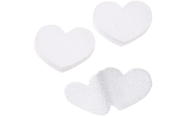 HobbyFun Klettverschluss 2 cm x 2.5 cm Herz Weiss 15 Stück