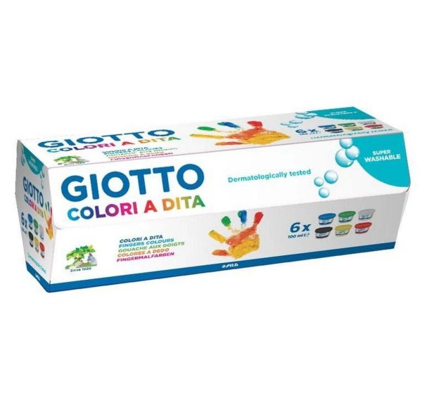 Giotto Fingerfarbe 6 x 100 ml, Mehrfarbig