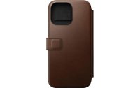 Nomad Book Cover Modern Leather Folio iPhone 15 Pro Max Braun