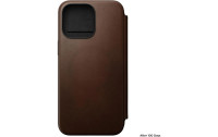 Nomad Book Cover Modern Leather Folio iPhone 15 Pro Max Braun