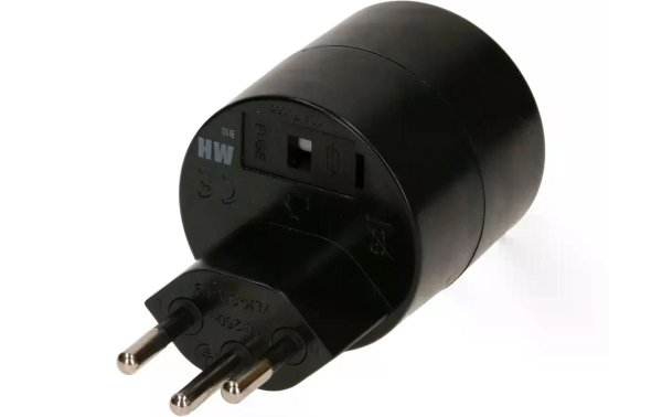 Max Hauri Reiseadapter Schuko – T12, Schwarz