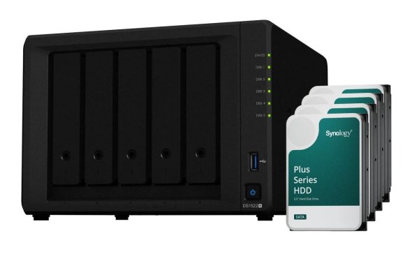 Synology NAS DiskStation DS1522+ 5-bay Synology Plus HDD 40 TB