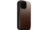 Nomad Book Cover Modern Leather Folio iPhone 14 Pro Max Braun