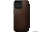 Nomad Book Cover Modern Leather Folio iPhone 14 Pro Max Braun