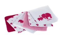 MAKIAN Mulltuch 6-er Set 80 x 80 cm Pink und Weiss Elefant, Herz