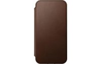 Nomad Book Cover Modern Leather Folio iPhone 14 Braun