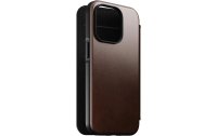 Nomad Book Cover Modern Horween Leather Folio iPhone 14 Pro Braun