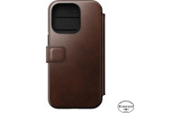 Nomad Book Cover Modern Horween Leather Folio iPhone 14 Pro Braun