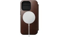 Nomad Book Cover Modern Horween Leather Folio iPhone 14 Pro Braun