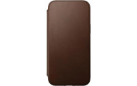 Nomad Book Cover Modern Leather Folio iPhone 14 Plus Braun