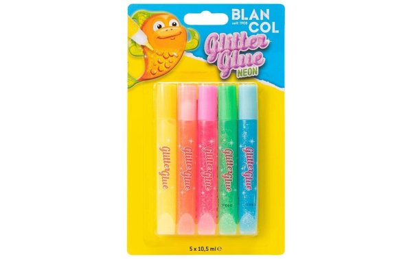Blancol Glitzerstift Glitter Glue Pen Neon 5 Stück