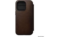Nomad Book Cover Modern Leather Folio iPhone 14 Pro Braun