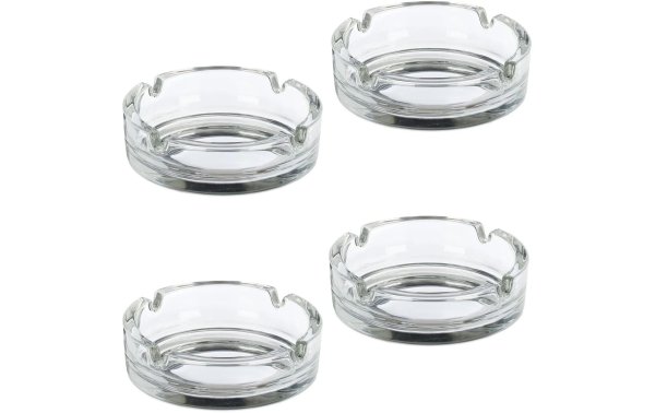 relaxdays Aschenbecher aus Glas 4er Set, Transparent